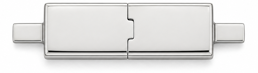 Integrated hidden box clasp in white gold